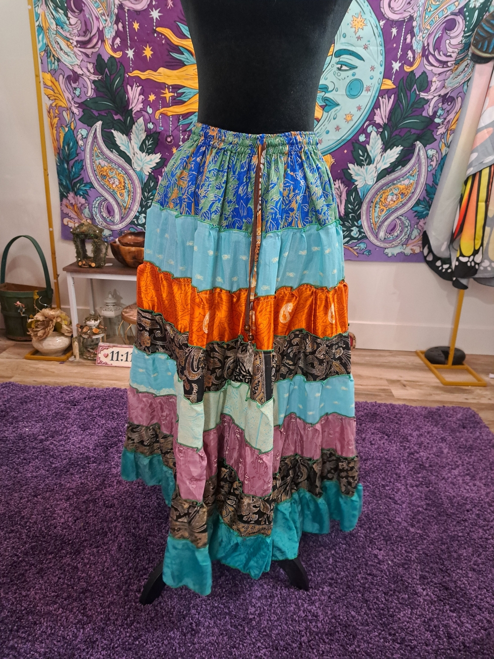 Painted Spell Silk Maxi Skirt • Fairy Ren Faire Festival • One Size S–3X